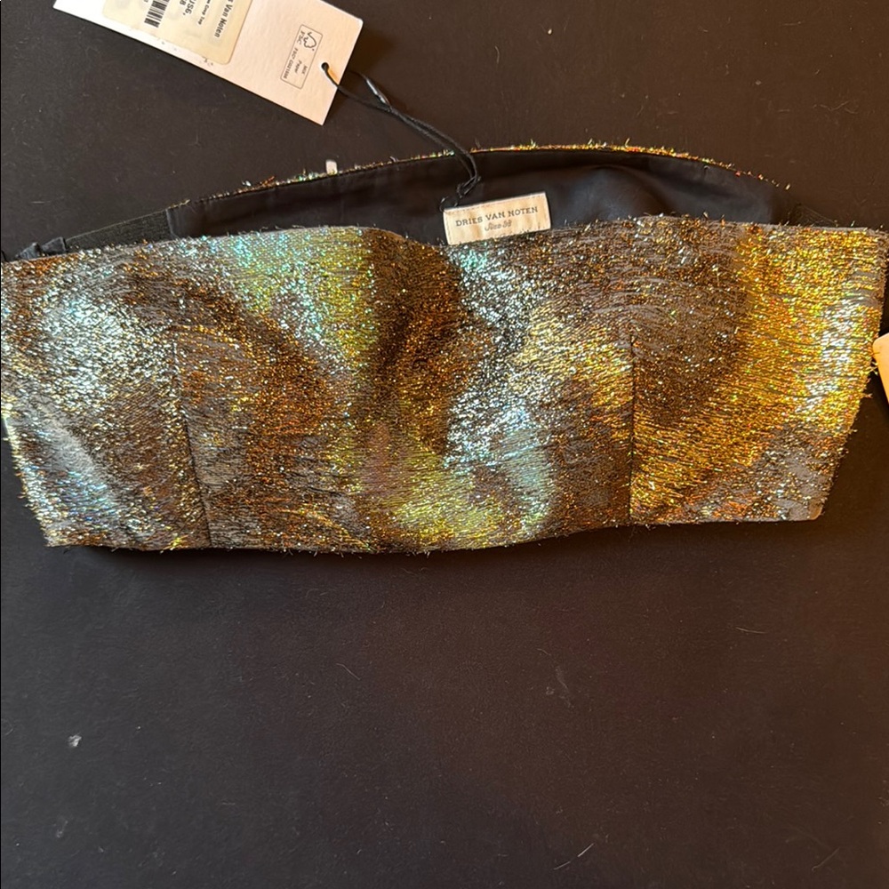 Dries Van Noten Metallic Strapless Top